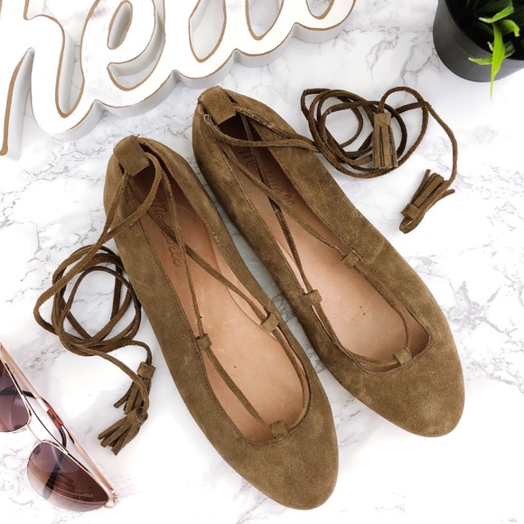 Madewell Shoes - MADEWELL Inga Suede Lace Up Ballet Flat Taupe 8.5